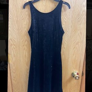 Divided velvet black mini dress